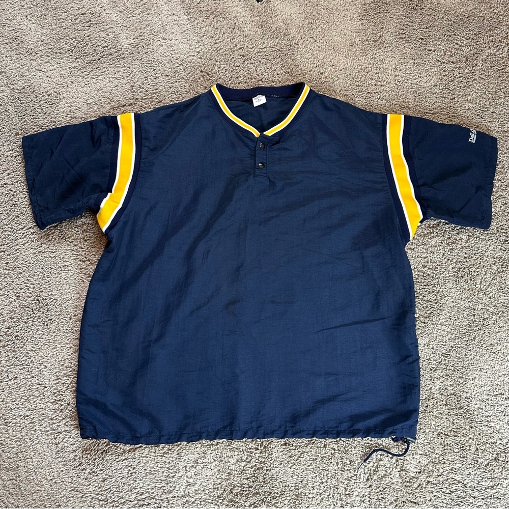 DeLong Windbreaker Mens XL Blue Vintage Golf Baseball Pullover Made in USA